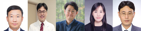 연세대 신용(왼쪽부터) 교수, 서울아산병원 이은재 교수, 서울아산병원 김경곤 교수, 연세대 장윤옥 박사, 서울아산병원 안희성 박사.<연세대 제공>